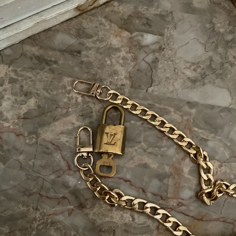 Louis Vuitton Gold Padlock Chain Key Holder